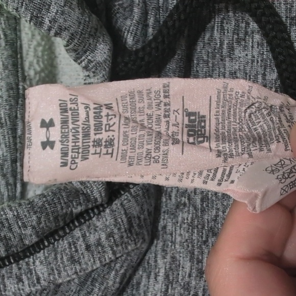 Under Armour Sweatshirt Heathered Gray Dri Fit Hoodie  Neon Green Logo Cold Gear - Picture 6 of 12